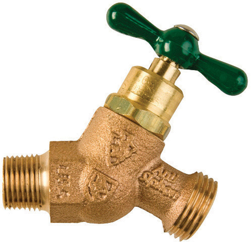 ARROWHEAD BRASS & PLUMBING LLC, Arrowhead Brass 1/2 in. MIP X 3/4 in. MHT Anti-Siphon Brass No-Kink Hose Bibb