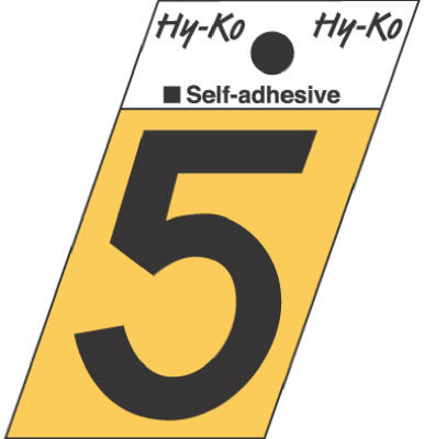 Hy-Ko Products Co, Hy-Ko Numéro 5 autocollant en aluminium noir de 1 1/2 po (paquet de 10)